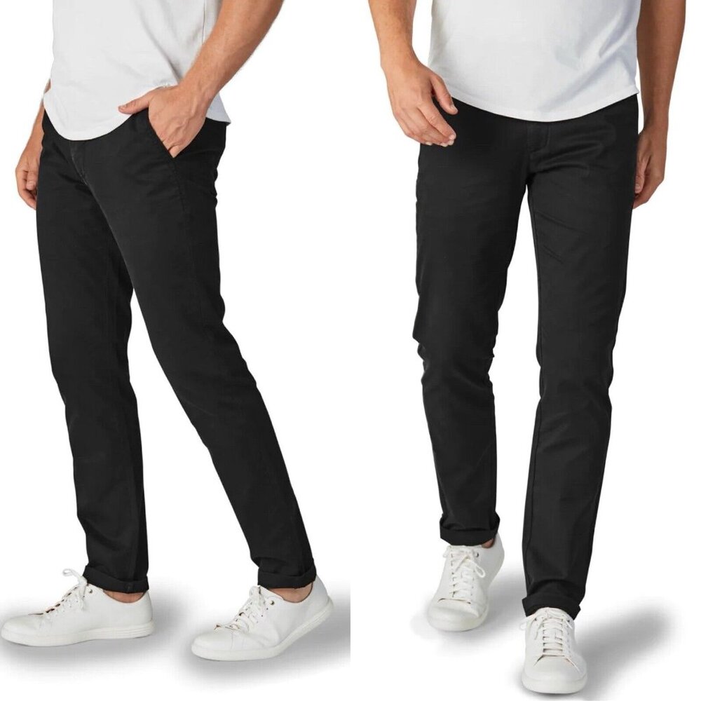 NEW WITH TAGS - PERK  Feel Good Chinos - Solid Black 33/32 Slim Fit 3% Stretch